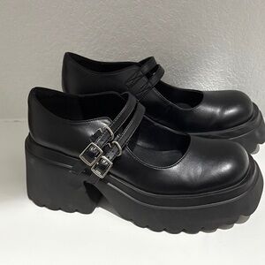 Cider Black Double Strap Platform Shoes
